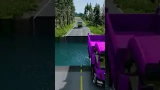 Dump trucks vs water pit #13 | BeamNG drive #beamngdrive #carsvsmassivepotholespart2 #automobile