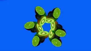 animated fruits green screen/ Raspberry & kiwi fruit green screen