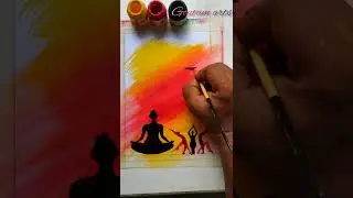 International yoga day status / acrylic painting for beginners step by step easy #shorts
