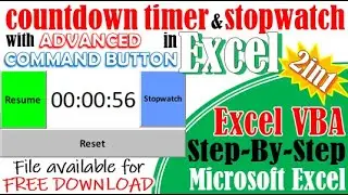 Timer and Stopwatch in Excel with advanced Command Button (Free download available)