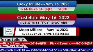 USA Lottery Results, Mega Millions, Lucky For Life, Cash4Life, New York,  Florida,  May 16, 2023