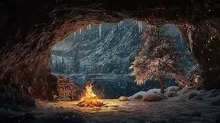 A Cave Lit by Fire While Winter Winds Travel the Mountains