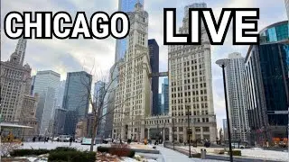 Chicago LIVE Downtown On Wednesday Walking Tour (January 21, 2026) No Talking City Sounds 28&deg;F