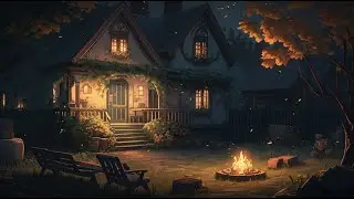 Cozy night garden 🔥 Relaxing Nature 🔥 Crackling Fire and garden nature Sounds (NO MUSIC)