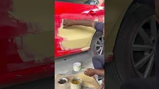 Polo Car Door Denting Painting Red Colour #carcare7896 #carpaintingservice #ppf