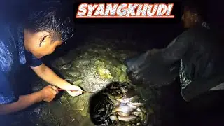 Spear Fishing in Nepal (Night) River Syangkhudi ( chibe rujai vayore )
