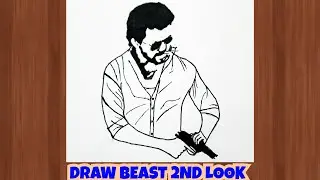 Beast 2nd look poster draw easy || ilaya thalapathy vijay drawing || second look thalapathy