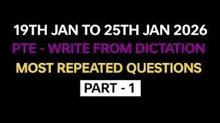 PTE listening Write from Dictation (Part-1) Jan 2026 Exam Prediction | PTE Write from Dictation 2026
