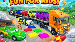Flatbed Truck Mcqueen | Transportation with Truck - Pothole vs Car #020  - BeamNG.Drive