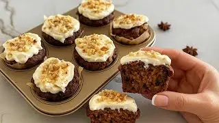 Soft & Spiced CARROT CAKE KETO MUFFINS with Creamy Topping 🧁