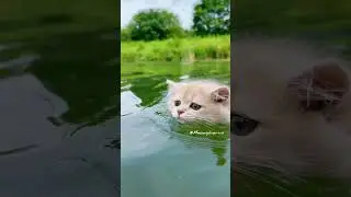 Swimming like a pro... is my cat even real?#cute #kitten #cat #meow #funny