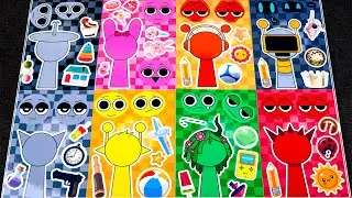 INCREDIBOX SPRUNKI STICKER BOOK MAKEOVER 🎶✨ | SATISFYING FUN WITH OREN, RADDY, VINERIA & DURPLE!
