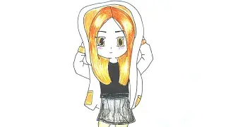 How to draw blackpink rose as chibi girl step by step