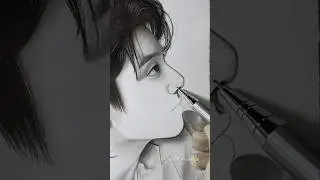 Jungkook Drawing Freehand 💜| How to draw Bts Jungkook time-lapse #Jungkook #btsfanart #jk