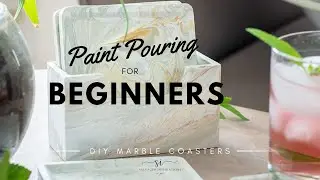 Paint Pouring For Beginners   DIY Marble Coasters