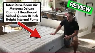Intex Dura Beam Air Mattress Deluxe Comfort Headboard Airbed Queen 18 Inch Height Internal Pump