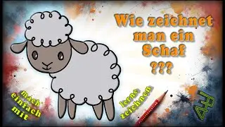 Wie zeichnet man ein Schaf ?✏️Malen lernen f&uuml;r Kinder in 4 Schritten & unter 2 Min.!(Deutsch)