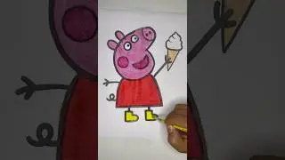 Peppa Pig desenho animado Porquinha Peppa Pig colorindo desenho com tinta guache brincadeira crian&ccedil;a