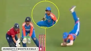 Shree Charini Grab A Fantastic Diving Catch To Dismiss Alice Capsey During EN-W Vs IN-W 3rd T20i  😲😲