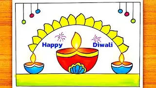 Diwali Special Drawing | Happy Diwali Poster Drawing Easy | Diwali Festival Drawing | Diwali Drawing