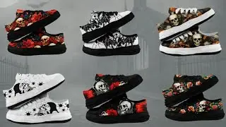 Gothic Skull Canvas Sneakers Unisex Lace-Up Punk Shoes