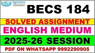 BECS 184 solved assignment 2025-26 in English || becs 184 solved assignment 2026 || becs184 2025-26
