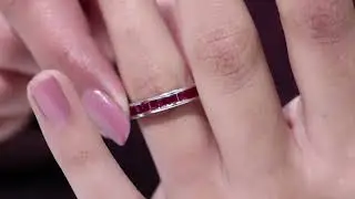 1 Cttw Princess Ruby Channel Set Half Eternity Ring for Women (AAA Quality)