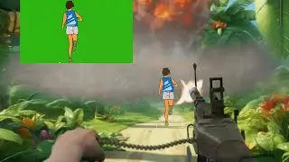 A running man with gun fire | Running man green screen animation | Copyright free green screen |