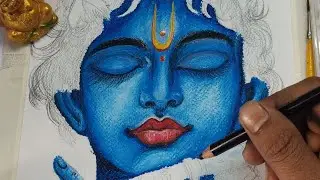 Sri Krishna painting with pastel colours #drawing #art 