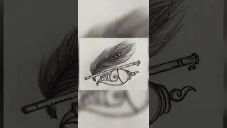 Flute, Peacock Feather & Shankh Drawing#shorts #trending #art #status #flute