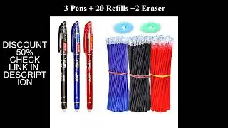 3 Erasable Gel Pens 20 Pen Refills 2 Eraser Reusable Writing Drawing Sketch Pens with Refill for Stu