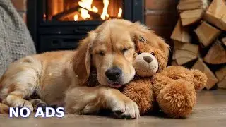 🔴 Cozy Fireplace Ambience: Deep Sleep Puppy Music for Stress Relief & Mind Healing ✨🐾