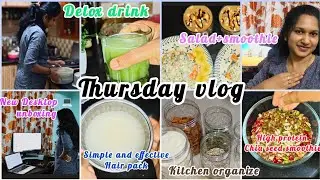 Healthy Thursday Vlog 🌿 | Detox Drink, Hair Pack & New Desktop Setup 💻