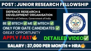 DRDO JRF Recruitment 2025🔥|For GATE candidates Vacancies+Education+Selection Process|