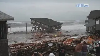 Homes collapse on North Carolina's Outer Banks from coastal flooding caused by Atlantic hurricanes
