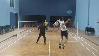 Indoor Badminton match Anjum & Hamza vs Yasir & Irfan #badmintonmatch #badminton #indoorbadminton