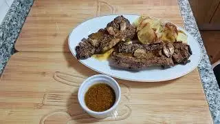 Costillas de Cerdo Barbacoa y Patatas Chip en Airfryer