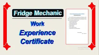 Fridge Mechanic Work Experience Letter | Refrigerator Mechanic Experience Certificate