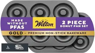 Wilton Gold Non Stick 2 Piece Donut Pan Set Stainless Steel Bakeware Made