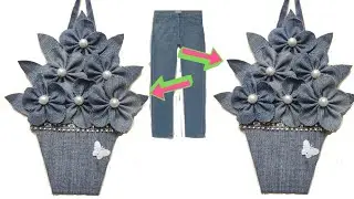 DIY FLOWER FROM OLD JEANS | RECYCLE| OLD CLOTHES REUSE IDEA | BEST OUT OF WASTE