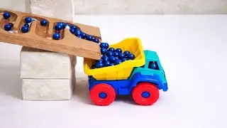 Marble Run Race ✩ HABA Slope with Dump Truck & Colorful Marbles
