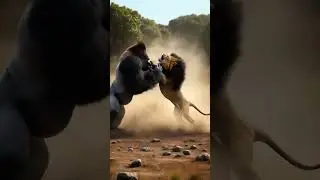 Animal fight gorilla vs lion ai generated video #ai#aivideo #aigenerated #animals#wildlife#wild