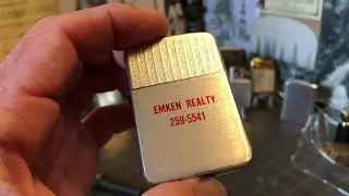 Vintage Vernon Lighter Advertising EMKEN REALTY 259-5541 NEWTON, IOWA MADE IN USA Petrol