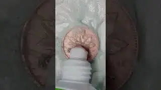 Canadian penny cleaning 2 #coin #coincleaning #beforeandafter #oddlysatisfying #cleantok