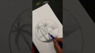 Coconut Tree Drawing🏝️ । Pencil Drawing । Easy Tree Art #shorts #youtubeshorts #coconuttreedrawing
