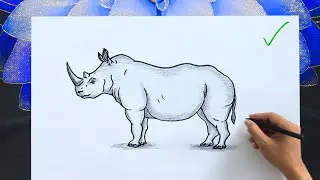 How to Draw a RHINOCEROS Step by Step ( Rhino Drawing - Pencil Drawing Tutorial for Beginners )