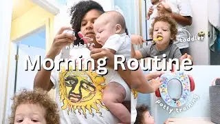 *Realistic* Morning Routine with a newborn and a toddler| two kids 2 and under