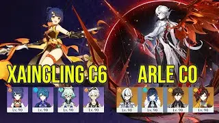 Xiangling C6 National и Arlecchino C0 Double Geo Spiral, этаж бездны 12, Genshin Impact
