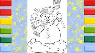 Snowman Coloring Page | Christmas Snowman Coloring Page