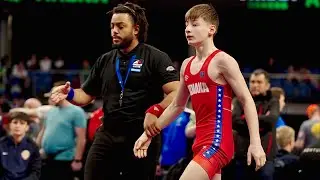 U15 David Bartel (GER) vs Oleh Sobachko (UKR) 57kg. Freestyle boys wrestling tournament.